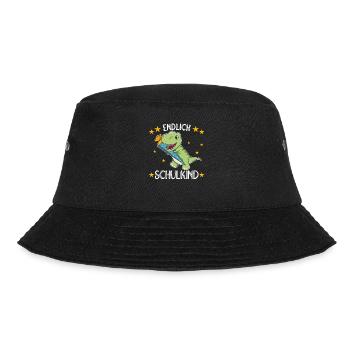 Einschulung T-Rex Schule Kinder Schultüte Dinos - Bucket Hat - Schwarz - Vorne - Lela (165cm)