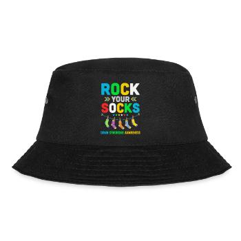 Down-Syndrom-Awareness-Tag Gelb Blaue Socken - Bucket Hat - Schwarz - Vorne - Lela (165cm)