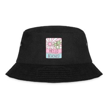 Funny Hello Beaches Pun Sunshine Pastel Summer - Bucket Hat - black - Front - Lela (165cm)