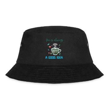 Tee trinken Teekanne Teetrinker Spruch Geschenk - Bucket Hat - Schwarz - Vorne - Lela (165cm)
