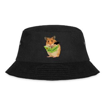 Schulkind 1 Klasse Hamster "Menno" freut sich - Bucket Hat - Schwarz - Vorne - Lela (165cm)