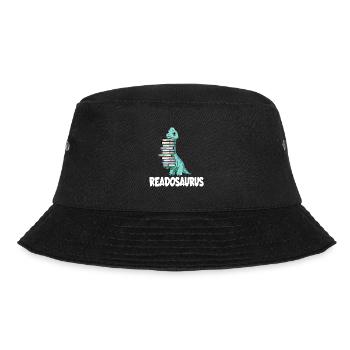 Readosaurus Dinosaurier Bücher Dino Lesen Langhals - Bucket Hat - Schwarz - Vorne - Lela (165cm)