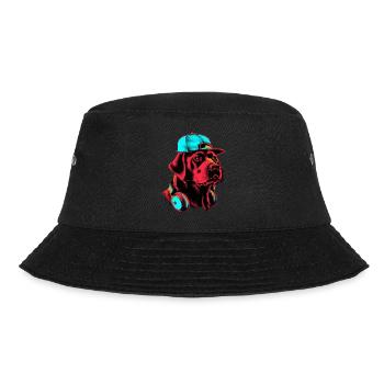 Synthwave Labrador 80s 90s Hip Hop Dog Retrieve - Bucket Hat - black - Front - Lela (165cm)