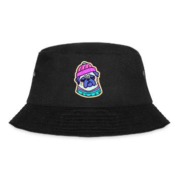 80er Hip Hop Mops Hund Geschenk Winter - Bucket Hat - Schwarz - Vorne - Lela (165cm)