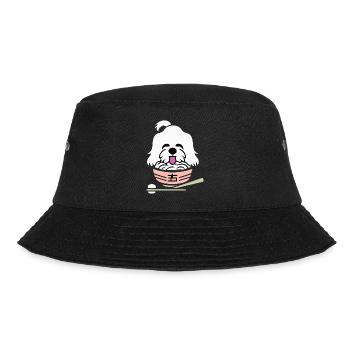 Chien maltais Ramen Drôle Chien Cadeau Rétro - Bob - noir - Devant - Lela (165cm)