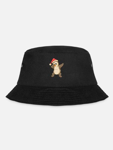 Dabbing Penguin Santa Christmas Xmas Dab - Bucket Hat - black