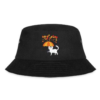 Funny Autumn Leaves with Cat Autumn - Bucket Hat - black - Front - Lela (165cm)