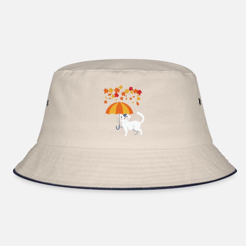 Lustige Herbstblätter mit Katzenherbst Bucket Hat