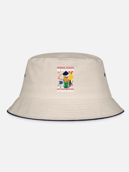 Work Hard In Silence Let Your Success Be Your - Bucket Hat - Natur/Navy - Vorne
