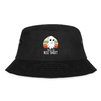 This is Boo Sheet Ghost Retro Halloween Costume - Bucket Hat - black - Front - Lela (165cm)