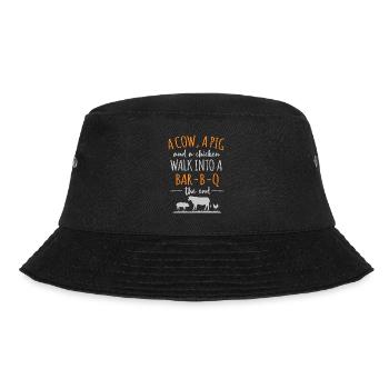 Eine Kuh ein Schwein und ein Huhn lustig Zitat in - Bucket Hat - Schwarz - Vorne - Lela (165cm)