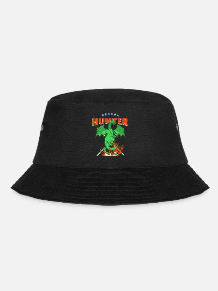 Drachen spuckt Feuer Geschenk Zeichentrickfigur - Bucket Hat - Schwarz