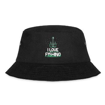 Ich Liebe Angeln Angler Fischer Fischen Angel - Bucket Hat - Schwarz - Vorne - Lela (165cm)