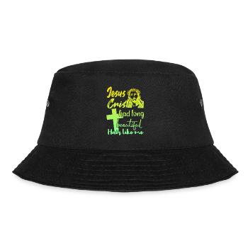 Lange Haare Christ Christliches Design - Bucket Hat - Schwarz - Vorne - Lela (165cm)