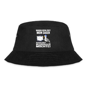 Küstenkind Moin moin Langschläfer Morgenmuffel - Bucket Hat - Schwarz - Vorne - Lela (165cm)