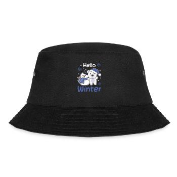 Polar Bear Hello Winter Snowman Snow Christmas - Bucket Hat - black - Front - Lela (165cm)