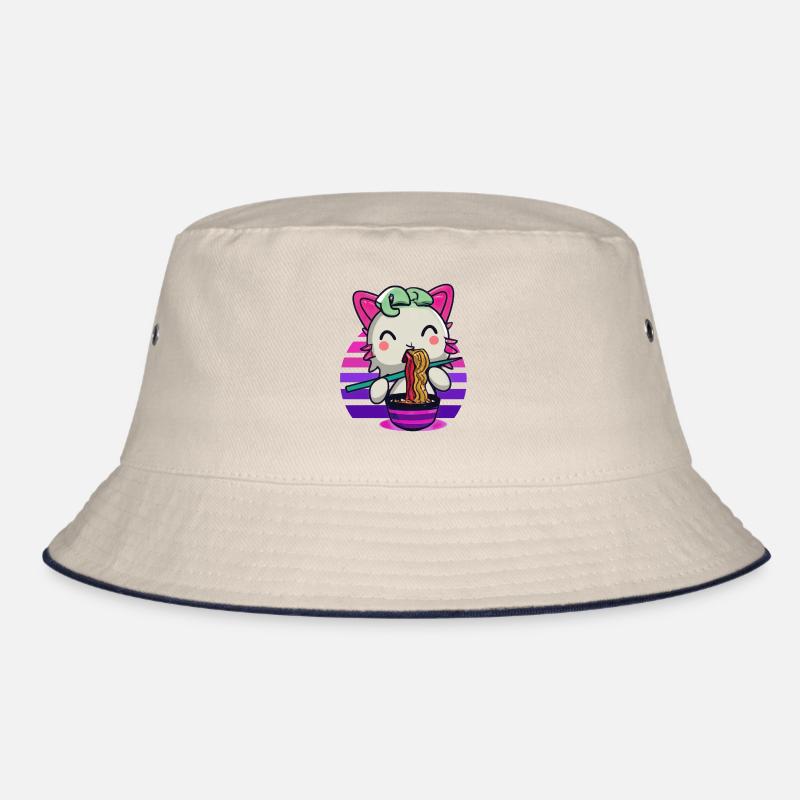 Axolotl Katze isst Ramen Nudeln Bucket Hat