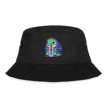 Dinosaurier trinkt Bubble Tea - Bucket Hat - Schwarz - Vorne - Lela (165cm)