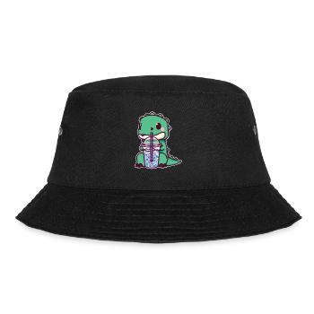 Dinosaurier trinkt Bubble Tea - Bucket Hat - Schwarz - Vorne - Lela (165cm)