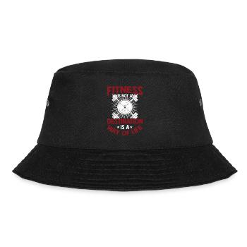 Fitness ist kein Ziel ist eine Lebenseinstellung - Bucket Hat - Schwarz - Vorne - Lela (165cm)
