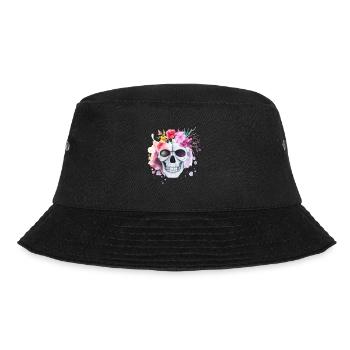 Totenkopf - Floral Skull Design - Trend Design - Bucket Hat - Schwarz - Vorne - Lela (165cm)