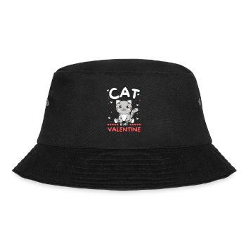 Cat for Valentine's Day cute animals with hearts - Bucket Hat - black - Front - Lela (165cm)