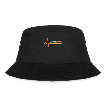 Hund Retro Herzschlag - Bucket Hat - Schwarz - Vorne - Lela (165cm)