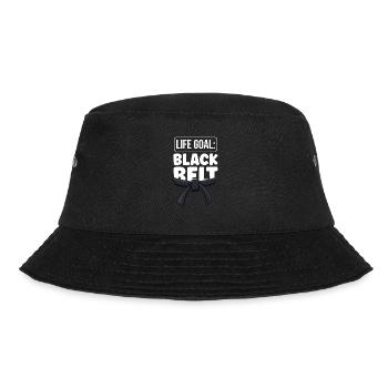 Lebensziel: Schwarzer Gürtel Gur MMA Schwarzgurt - Bucket Hat - Schwarz - Vorne - Lela (165cm)