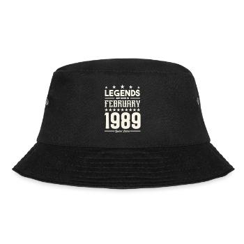 Geschenklegende Februar 1989. Geschenk Februar 1989. - Bucket Hat - Schwarz - Vorne - Lela (165cm)