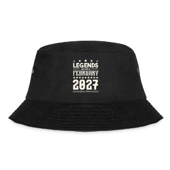 Geschenklegende Februar 2027. Geschenk Februar 2027. - Bucket Hat - Schwarz - Vorne - Lela (165cm)