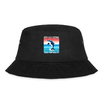 Delfin Umweltschutz ist wichtig - Bucket Hat - Schwarz - Vorne - Lela (165cm)