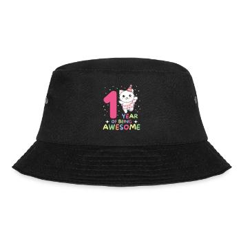 Cat for 1st birthday for children one year old - Bucket Hat - black - Front - Lela (165cm)