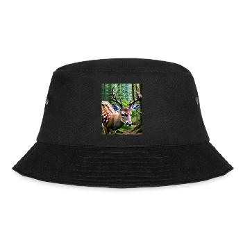 Cool Comic Portrait of a wild fallow deer majestic - Bucket Hat - black - Front - Lela (165cm)