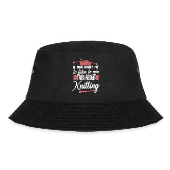 Knitting Knitter If You Want Me To - Bucket Hat - Schwarz - Vorne - Lela (165cm)
