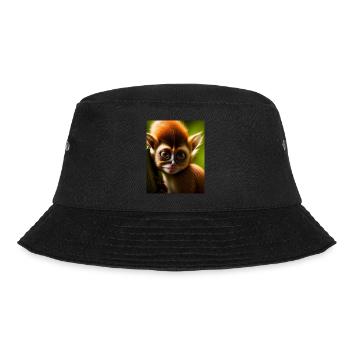 cooler lustiger süßer Koboldmaki (Tarsiidae) Waldcomic - Bucket Hat - Schwarz - Vorne - Lela (165cm)
