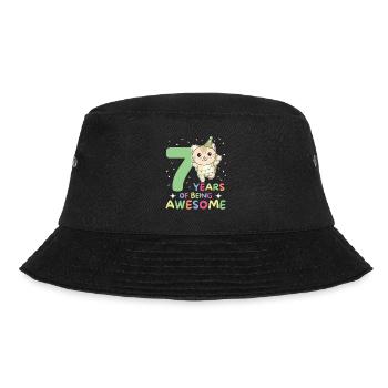 Cat for 7th birthday children seven years old - Bucket Hat - black - Front - Lela (165cm)