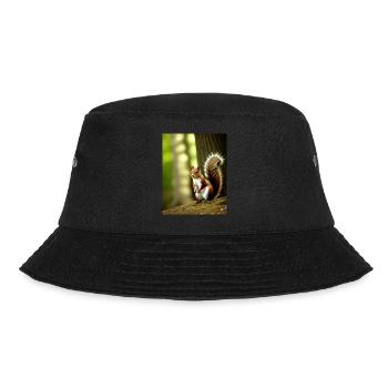 Cooles Comic Portrait wildes rotes Eichhörnchen majestätisch - Bucket Hat - Schwarz - Vorne - Lela (165cm)