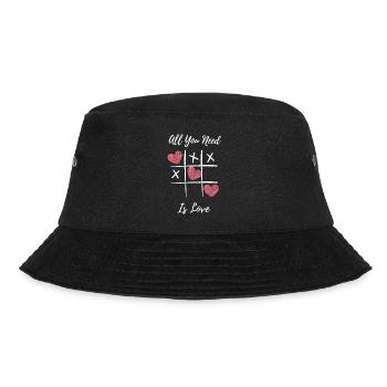Valentinstags T-Shirt - Tic Tac Toe - Bucket Hat - Schwarz - Vorne - Lela (165cm)