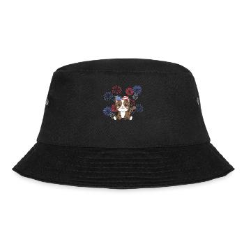 4th of July american cat for kids usa feuerwerk - Bucket Hat - Schwarz - Vorne - Lela (165cm)