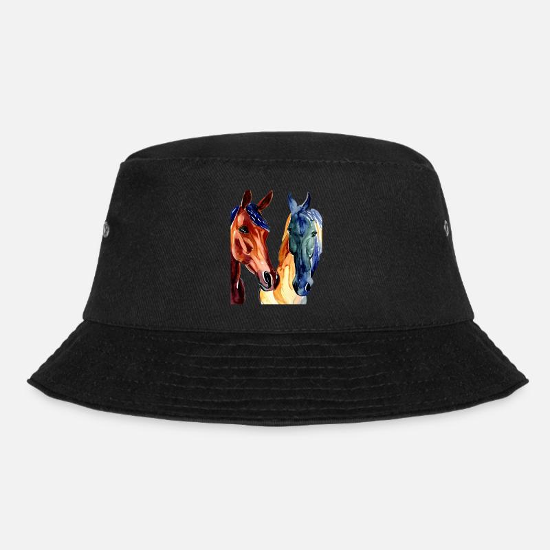 Pferde Abstraktes Aquarell - Bucket Hat - Schwarz