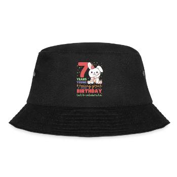 Hase zum 7. Geburtstag Kinder sieben Jahre alt - Bucket Hat - Schwarz - Vorne - Lela (165cm)