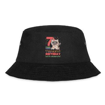 Cat for 7th birthday children seven years old - Bucket Hat - black - Front - Lela (165cm)