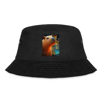 Cooles Comic-Porträt von Capybara bei Nacht - Bucket Hat - Schwarz - Vorne - Lela (165cm)