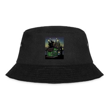 Hütte Wald Raben Waldbewohner wohnen Bauwagen - Bucket Hat - Schwarz - Vorne - Lela (165cm)