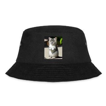 Weiße Perserkatze - Bucket Hat - Schwarz - Vorne - Lela (165cm)