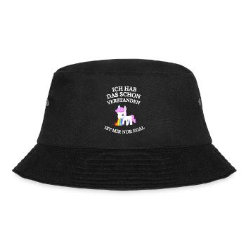 Lustiger Einhorn Spruch Ist Mir Nur Egal - Bucket Hat - Schwarz - Vorne - Lela (165cm)