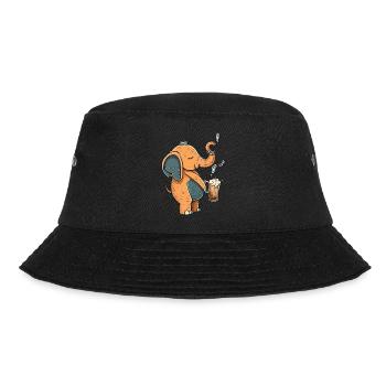 Cute and funny elephant with beer - Bucket Hat - black - Front - Lela (165cm)