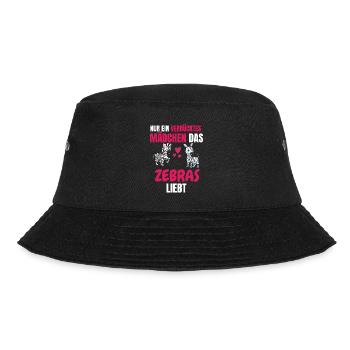 Tierliebhaber Mädchen Lustiges Geschenk Zebra - Bucket Hat - Schwarz - Vorne - Lela (165cm)