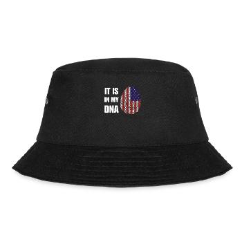 Amerika ist in meiner DNA - Bucket Hat - Schwarz - Vorne - Lela (165cm)