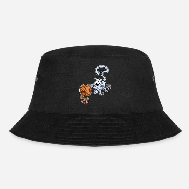 Cat playing with a ball - Bucket Hat - black